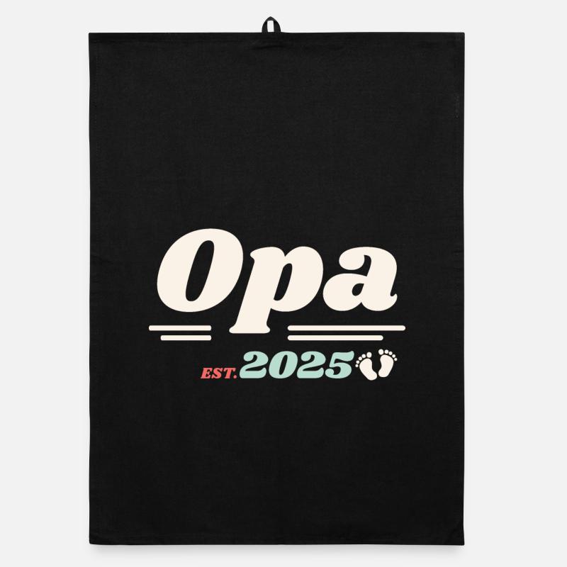 Opa Est 2025 Ich werde Großvater Retro Style Organic Geschirrtuch