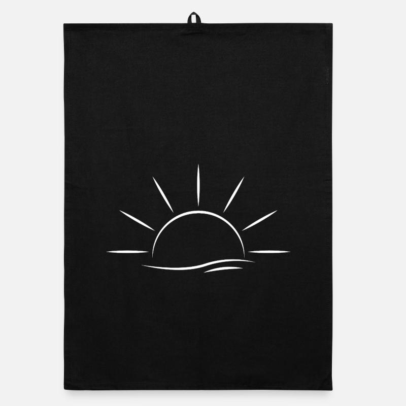 Sunrise and Waves white - Minimal Design Organic dish towel