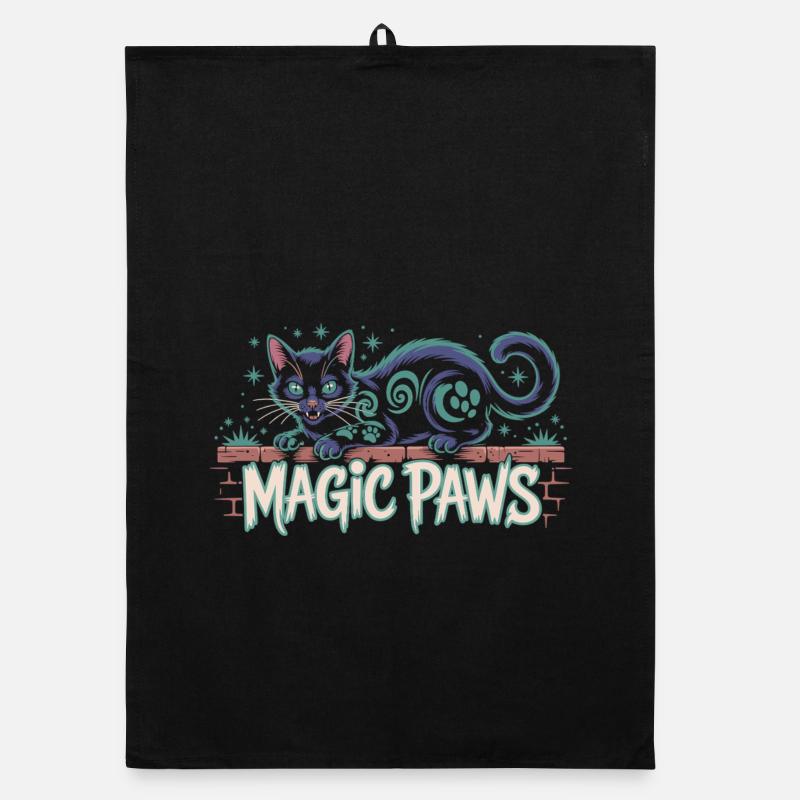 Conception magique de chat enchanté Torchon bio