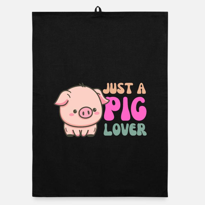 Mignon cochon amoureux illustration pour la mode Torchon bio