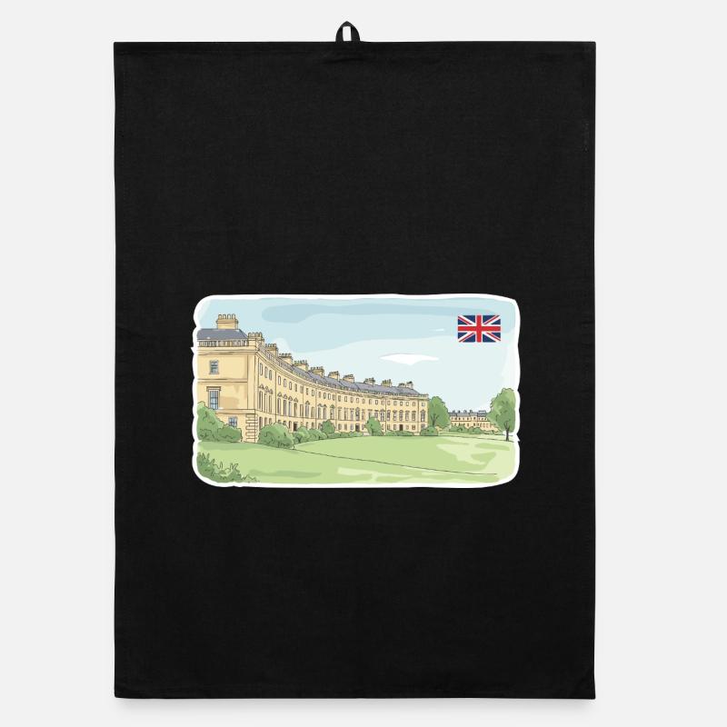 Bath City Royal Crescent Georgian Architecture Art Organic dish towel