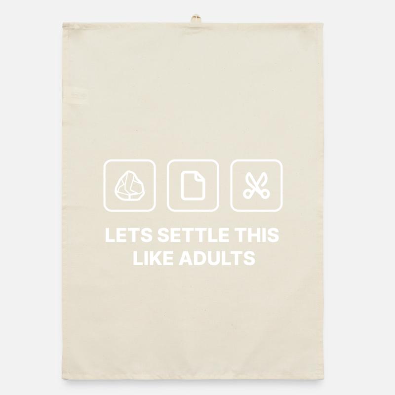 Lets settle this like adults - Stone Paper Scissors Organic dish towel