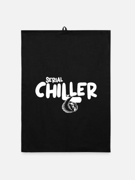 Süßes Lazy Vibes Tee – Geschenk Idee Serialchiller - Organic Geschirrtuch - Schwarz - Vorne