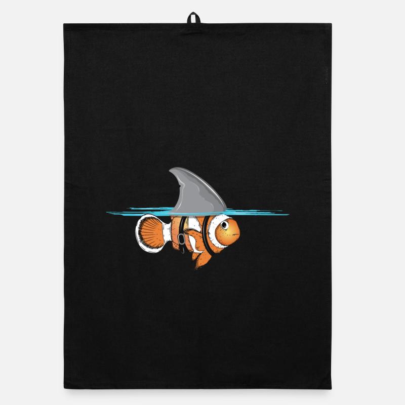 Clownfisch mit Haifischflossen Kostüm - Organic Geschirrtuch - Schwarz