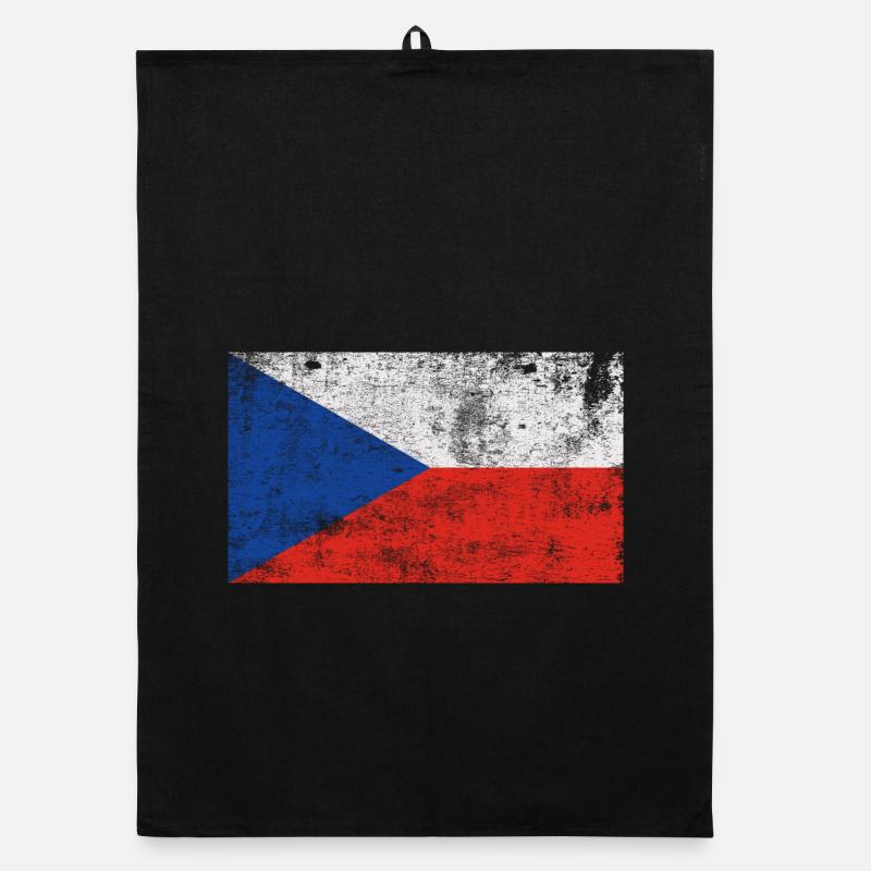 Drapeau Tchéquie Drapeau Grunge Retro Vintage Torchon bio