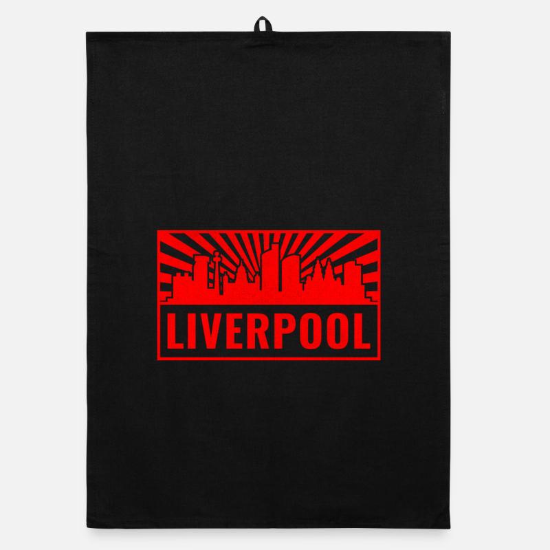 Liverpool Skyline in Red Rays Organic Geschirrtuch
