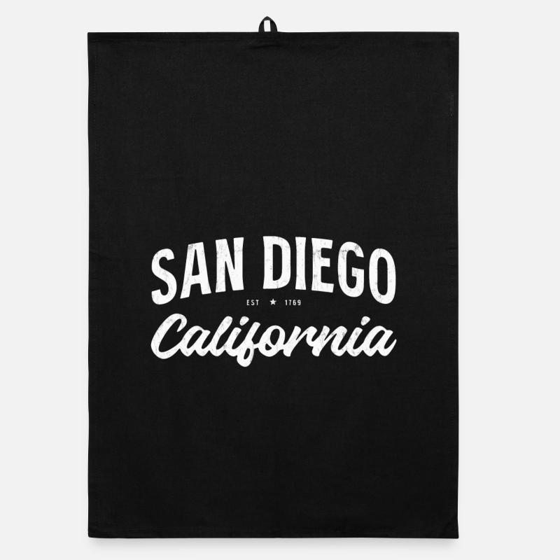 San Diego Vintage Script Organic Geschirrtuch