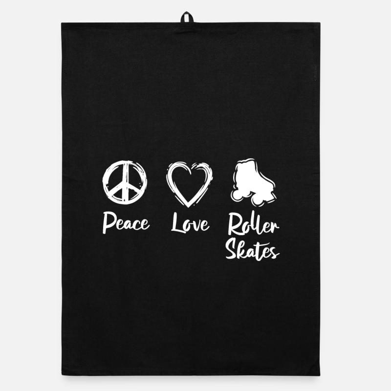Peace Love Roller Skates Organic dish towel