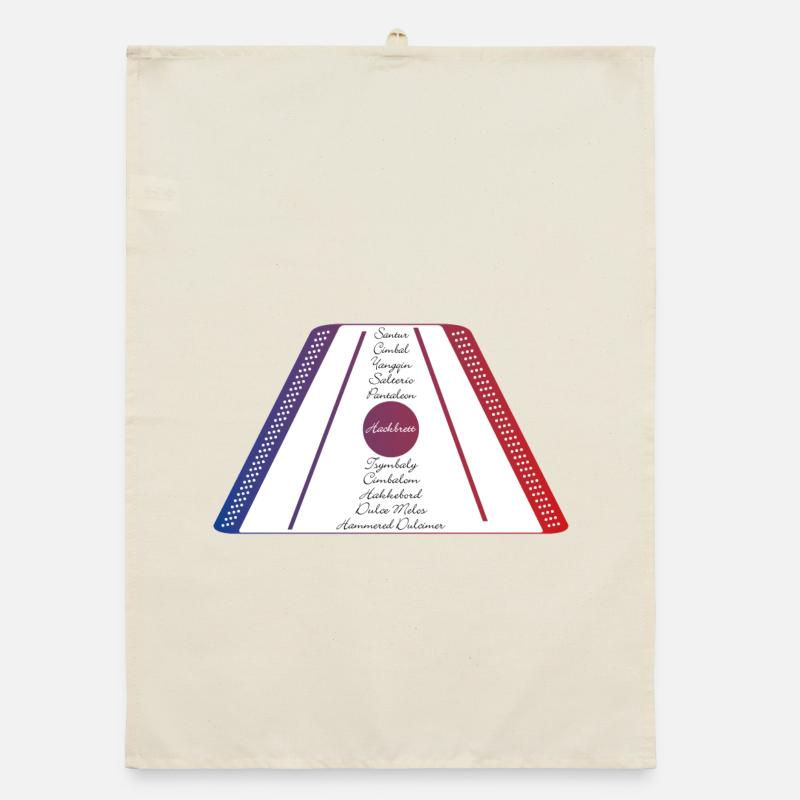 Dulcimer blue red Organic dish towel
