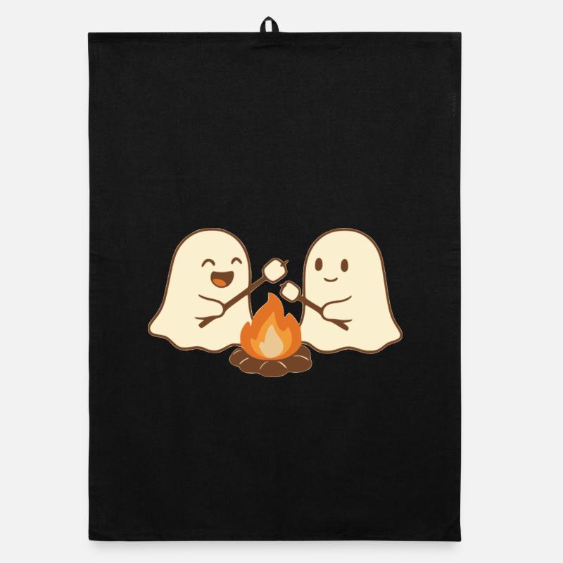 Ghost Fire Camp Halloween Organic dish towel