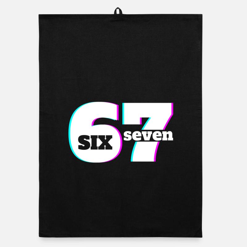 Six Seven 6 7 Meme Fun Design 67 - Organic Geschirrtuch - Schwarz