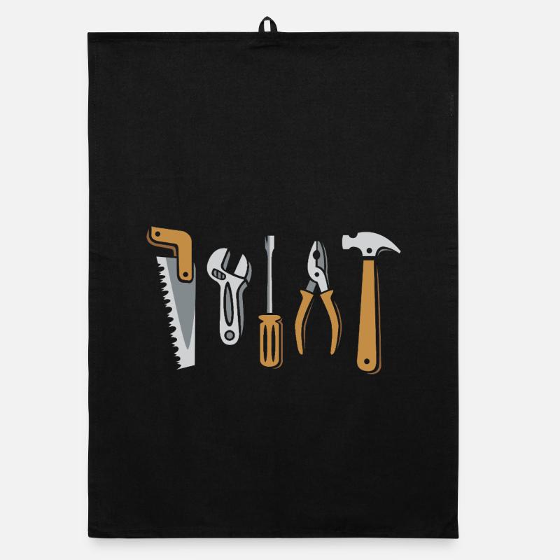 Tool Set Vector – Saw, Hammer, Pliers, Screw Organic dish towel