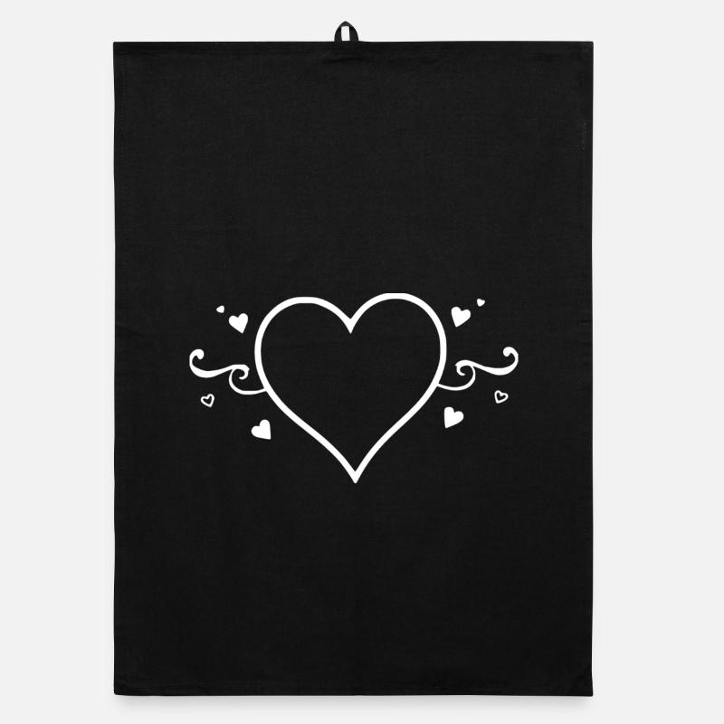 Herz weiß Valentinstag Geschenk Valentinstag - Organic Geschirrtuch - Schwarz