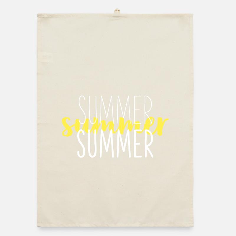 Summer Typo Overlay Yellow Script Organic dish towel