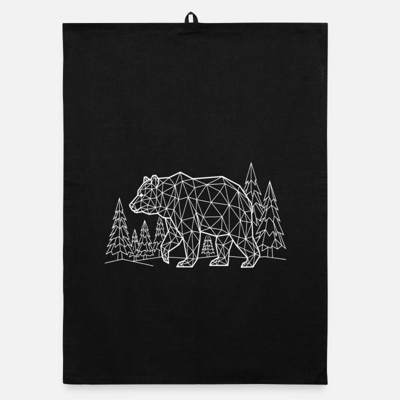 Weißbär-Silhouette-Kiefernwald-Grizzly Organic Geschirrtuch
