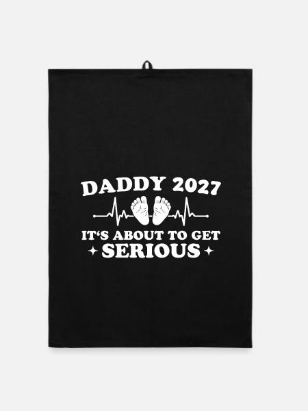 Daddy 2027 Funny Pregnancy Announcement - Organic Geschirrtuch - Schwarz - Vorne