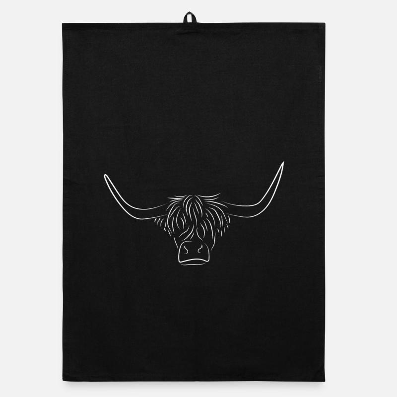 Galloway Highland Beef Contour Drawing Organic dish towel