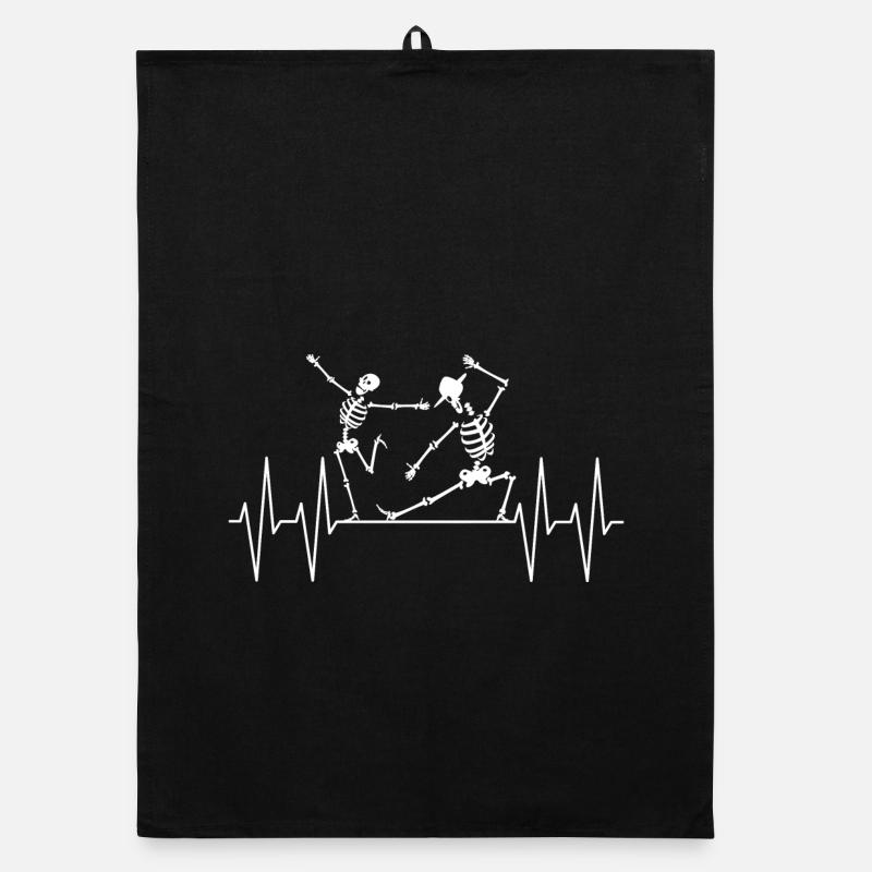 Illustration de couple de squelette dansant - Torchon bio - noir