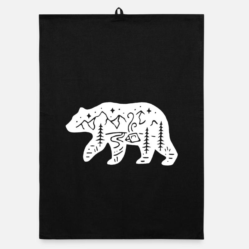 Ours blanc totem de la nature - Torchon bio - noir