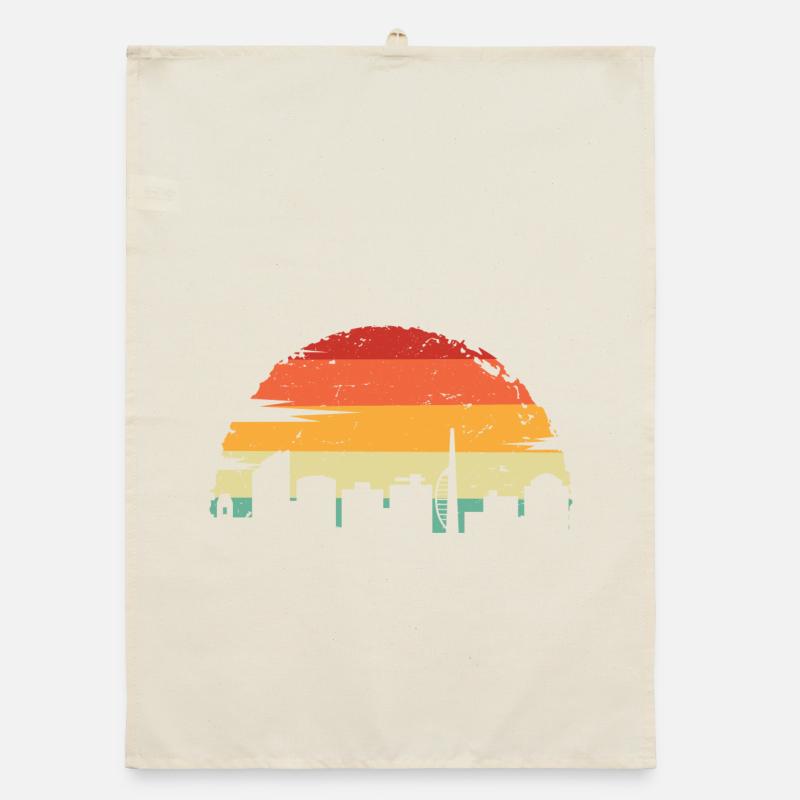 Sunset Skyline Retro Gradient Organic dish towel
