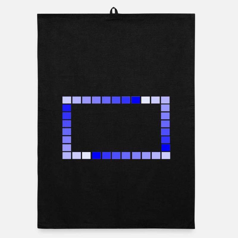 Game - Retro Frame Blue Squares Tiered Organic dish towel