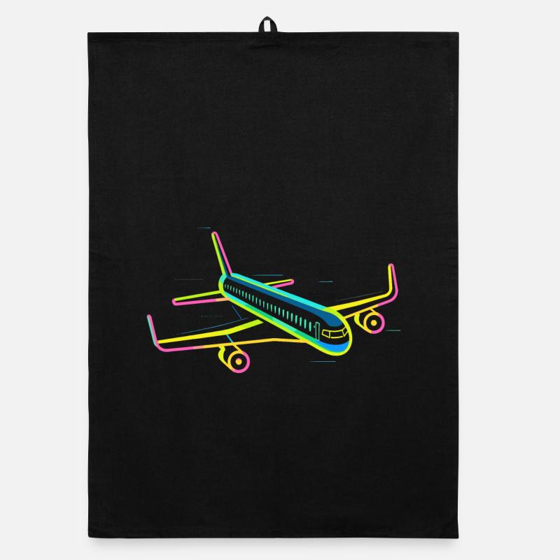 Retro Flugzeug Grafik Organic Geschirrtuch