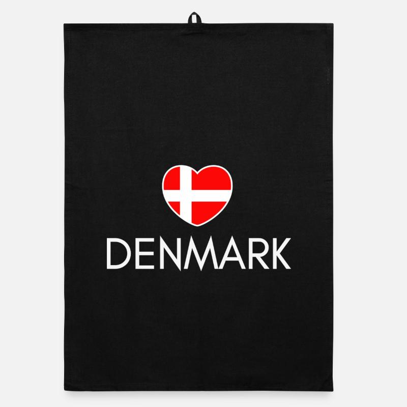 Herz mit dänischer Flagge, ich liebe Dänemark Organic Geschirrtuch