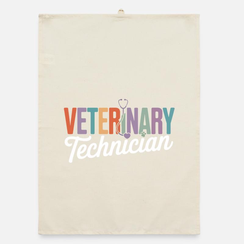 Veterinary Technician Rainbow Logo Organic dish towel