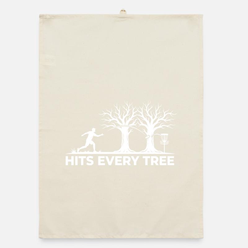 Hits Every Tree – Funny Disc Golf Design Organic dish towel