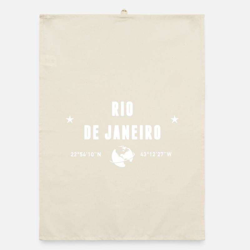 Rio De Janeiro Coordinates Earth White Organic dish towel