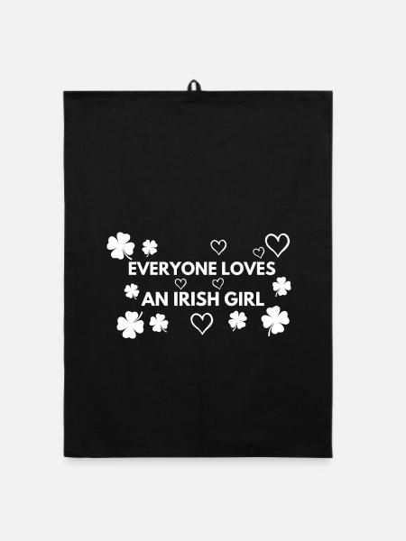 Jeder liebt ein irisches Mädchen St. Patrick's Pride - Organic Geschirrtuch - Schwarz - Vorne