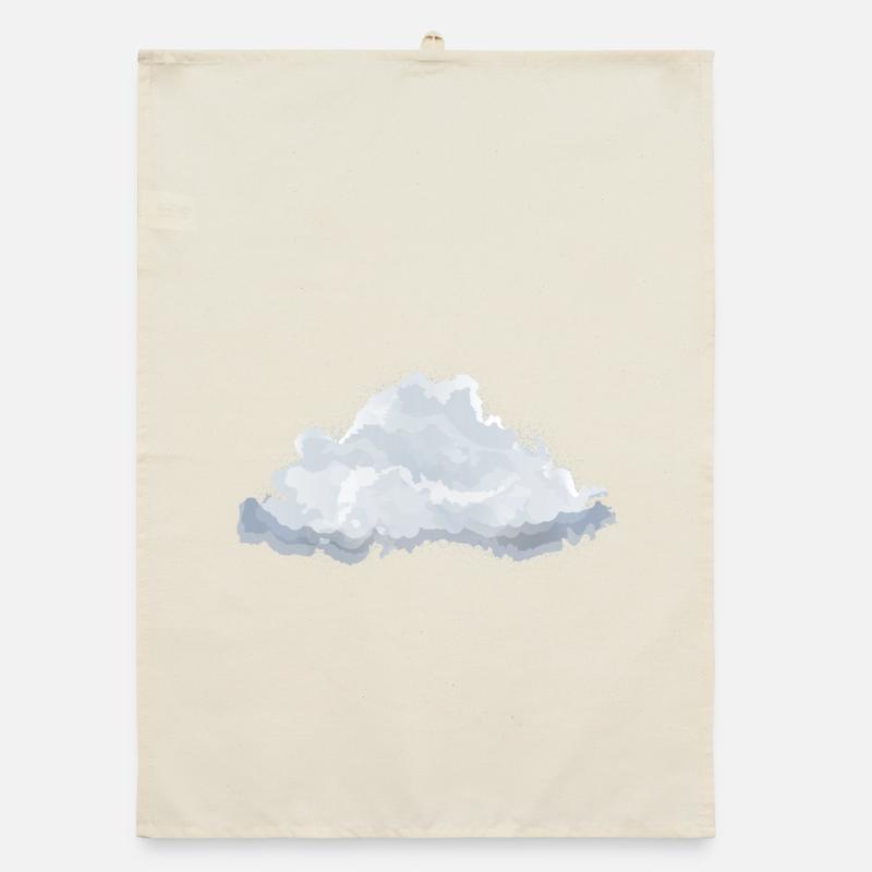 single drawn fluffy white cloud Organic dish towel