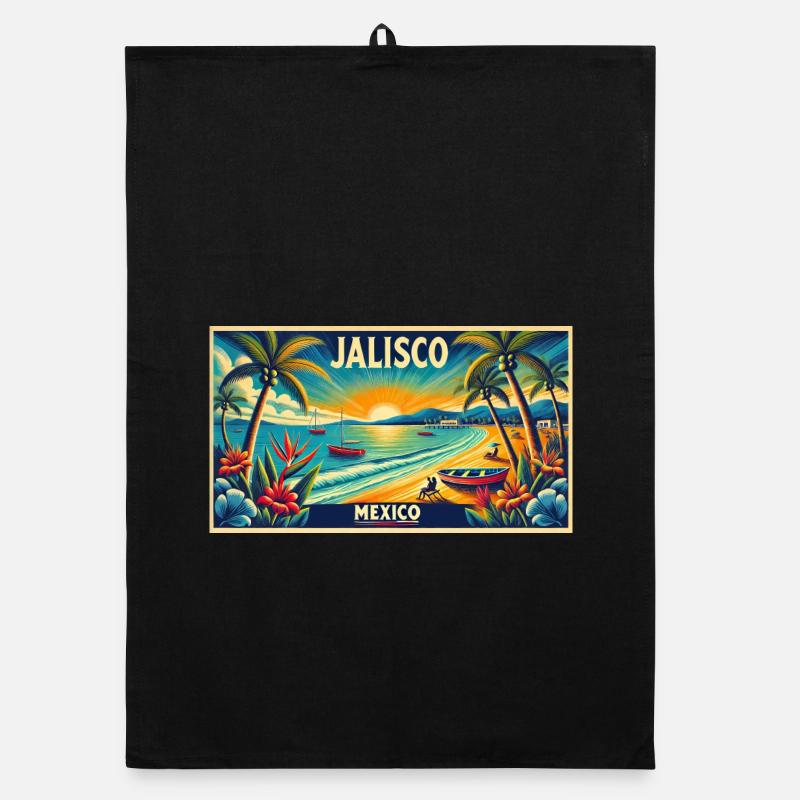 Jalisco Mexiko Strand Palmen Design Organic Geschirrtuch