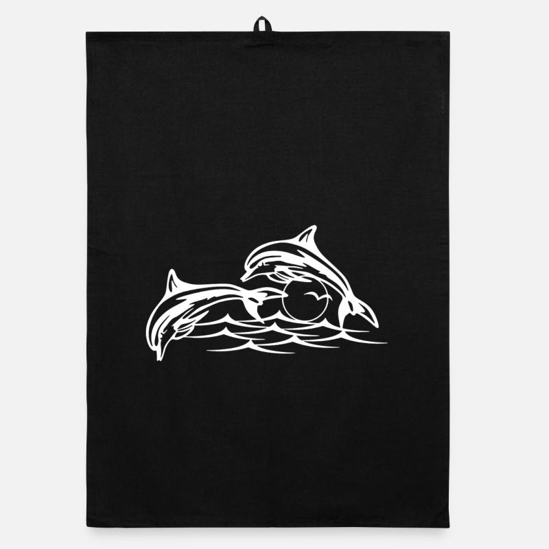 White dolphins Organic dish towel
