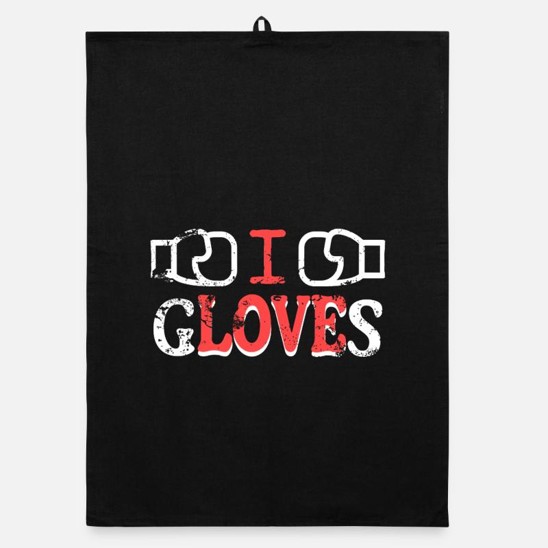Ich liebe Handschuhe Illustration Design Organic Geschirrtuch