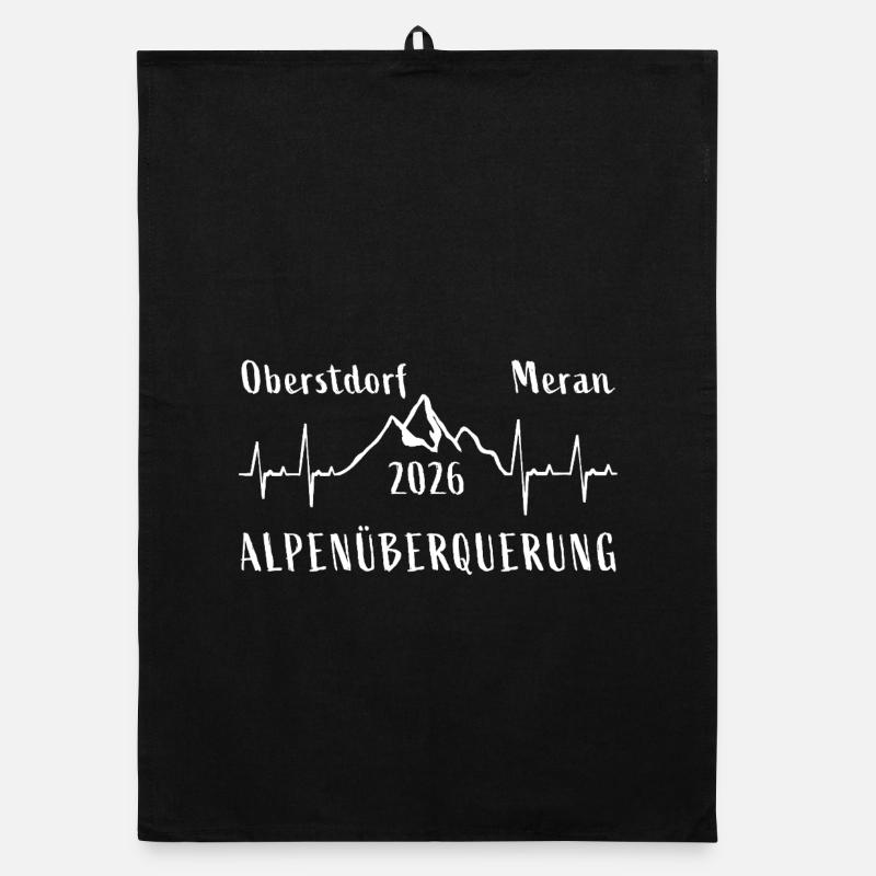 Alpenüberquerung 2026 Oberstdorf Meran E5 - Organic Geschirrtuch - Schwarz