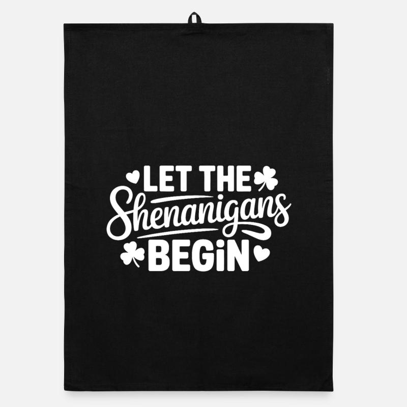 Shenanigans Begin: Playful Phrase Tee Organic dish towel