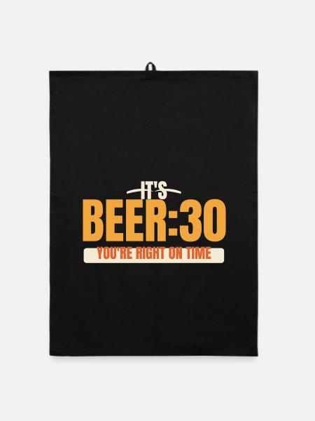 It's Beer Thirty lustiger Bier Spruch Geschenk - Organic Geschirrtuch - Schwarz - Vorne