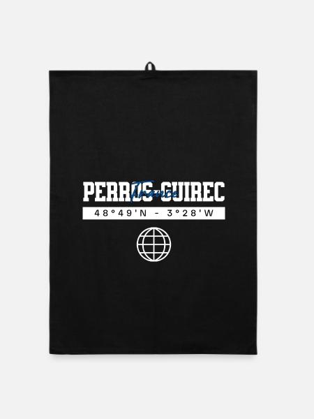 Perros-Guirec Frankreich Koordinaten Reise - Organic Geschirrtuch - Schwarz - Vorne
