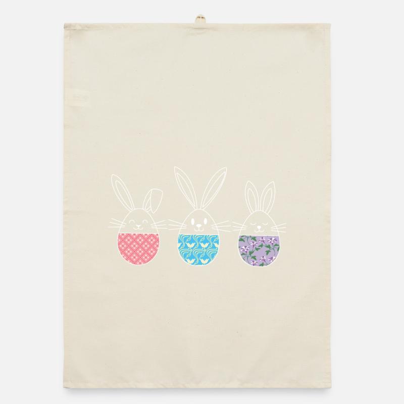 Pâques, mignon lapins de Pâques oeufs de Pâques dessin Torchon bio