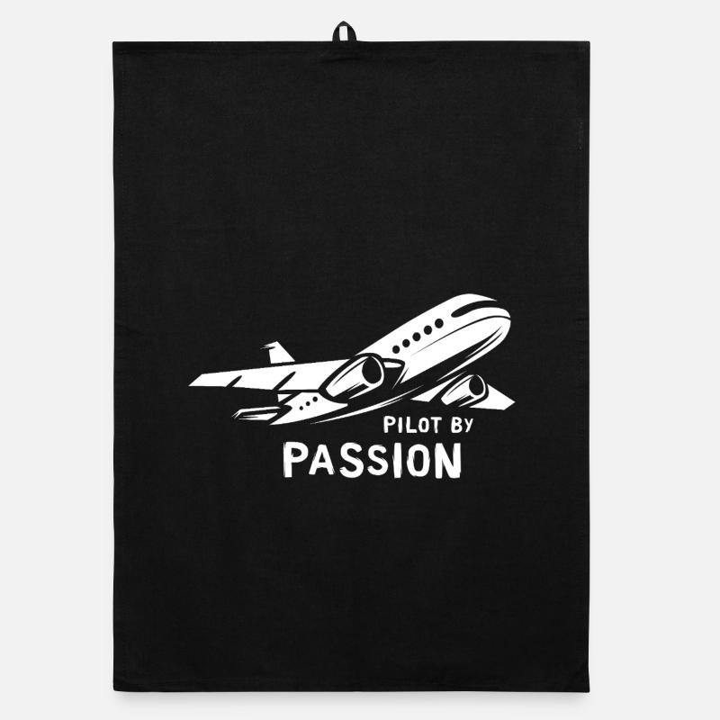 Pilot by Passion - Airplane and Aviation Logo Organic dish towel