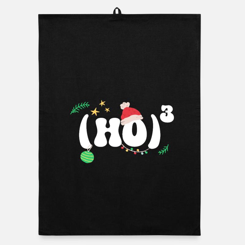 (HO)3 - Hohoho - Christmas Math - Organic dish towel - black