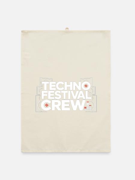 Techno Festival Crew – Techo Party Outfit - Organic Geschirrtuch - Natur - Vorne