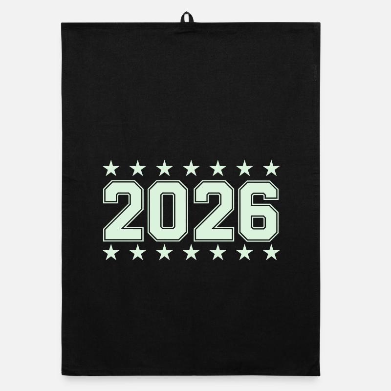 Police rétro Block 2026 avec étoiles Torchon bio