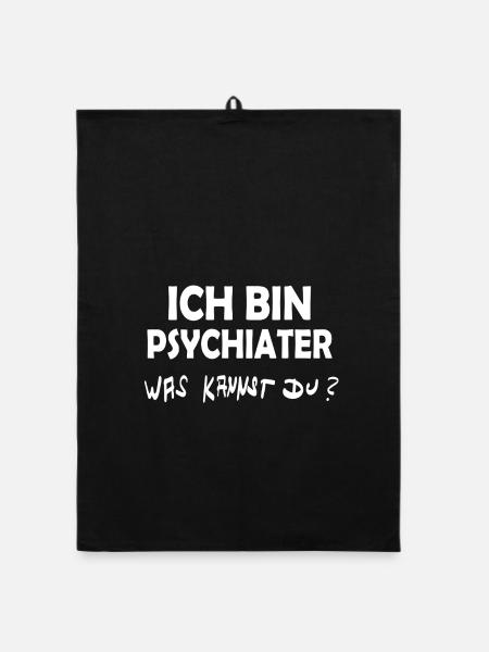Job Psychiater - Organic Geschirrtuch - Schwarz - Vorne