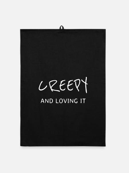 Fettgedruckter, handgeschriebener, gruseliger Slogan auf schwarzem T-Shirt - Organic Geschirrtuch - Schwarz