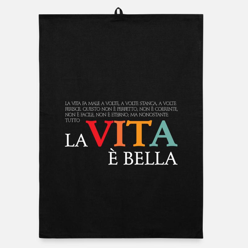 La vita e bella (dunkel) Organic Geschirrtuch