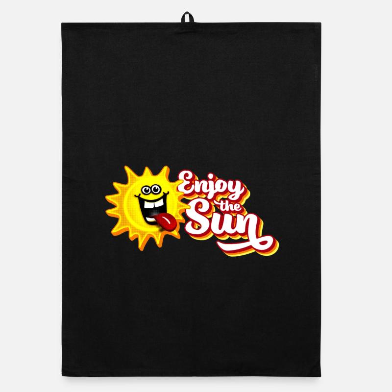 Enjoy the sun / Summer feeling / Retro-Look - Organic dish towel - black