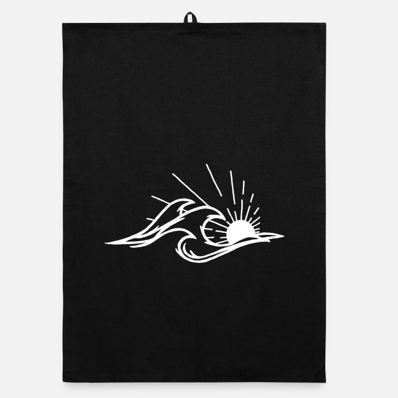 Les vagues et le soleil blanc Torchon bio