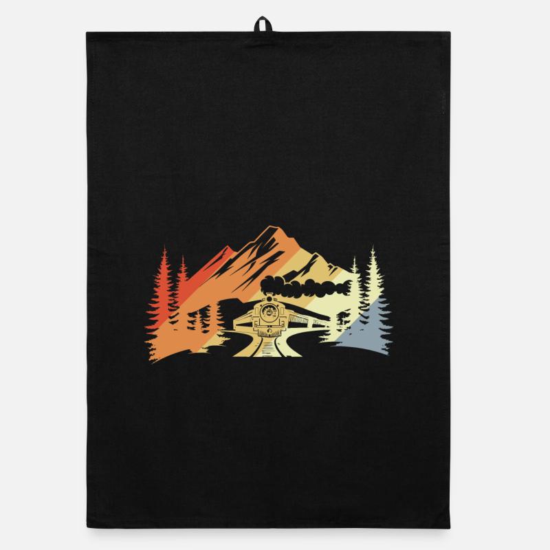 Railway Drawing Retro Organic dish towel